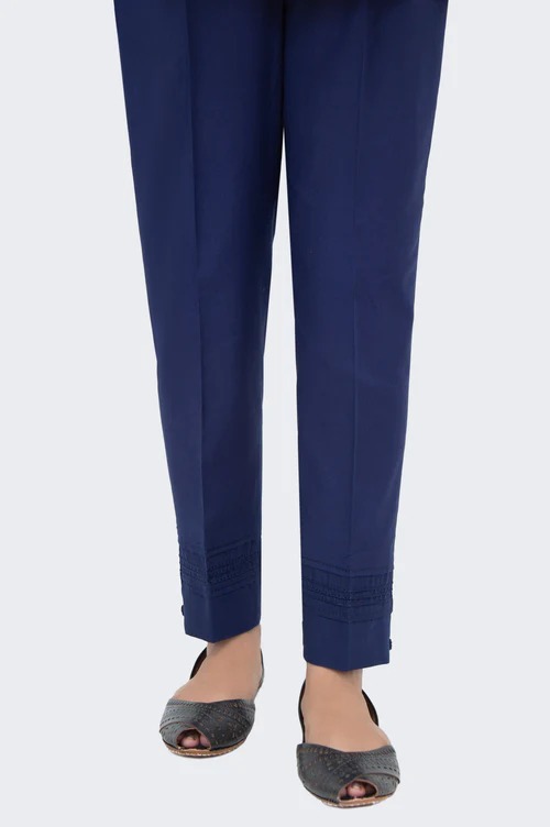 Embellished Cambric Cigarette Pants - Mid Night Blue

